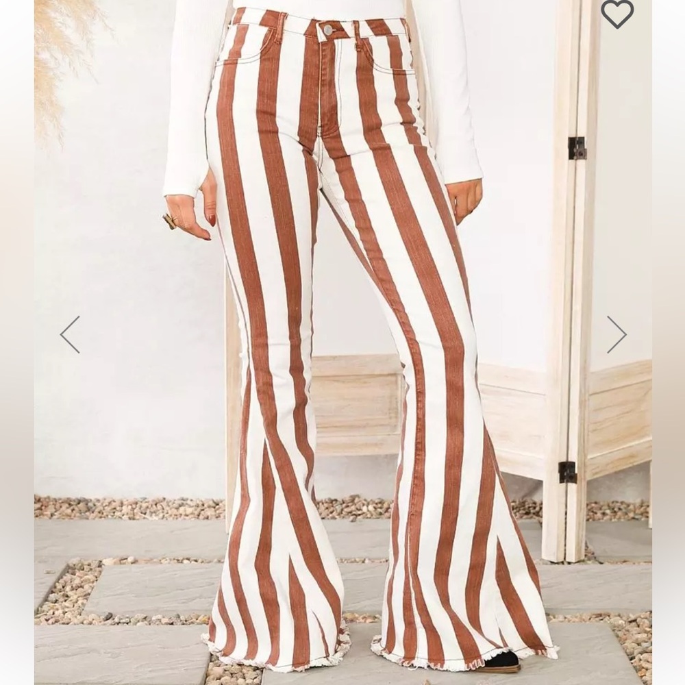 High Rise Extreme Flare Striped Jean